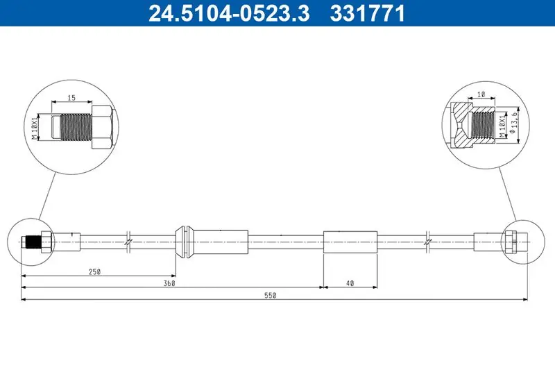 Markenware ATE Bremsschlauch (24.5104-0523.3) KFZ-7063504