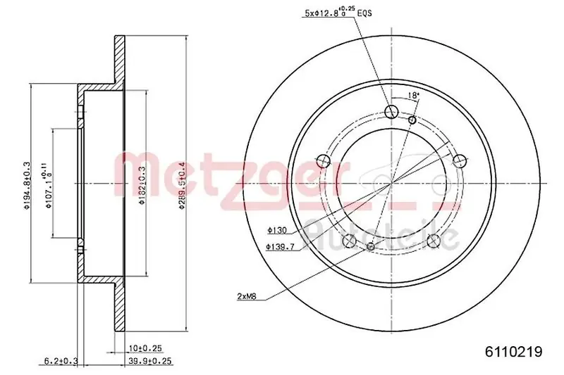 Knallerangebot METZGER Bremsscheibe (6110219) KFZ-7118437