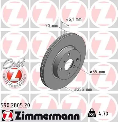 ZIMMERMANN Bremsscheibe (590.2805.20) KFZ-7118516 Jetzt Bestellen
